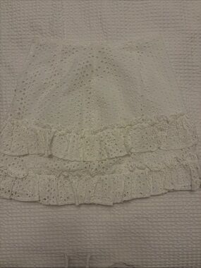 Ally Fashion White Textured Eyelet Mini Skirt